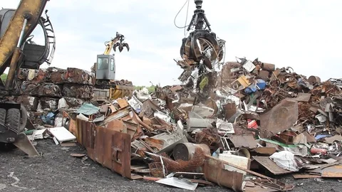 Sorting and loading of scrap metal. Stock Footage 76636439