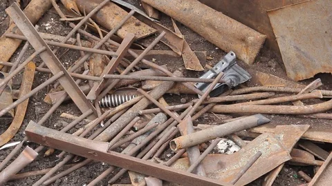 Sorting and loading of scrap metal. Stock Footage 76636487