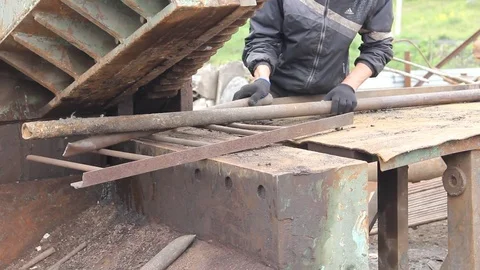 Sorting and loading of scrap metal. Stock Footage 76636504