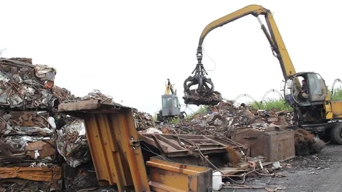 Sorting and loading of scrap metal. Stock Footage 76636524