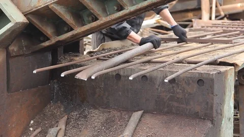 Sorting and loading of scrap metal. Stock Footage 76636556
