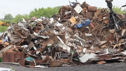 Sorting and loading of scrap metal. Stock Footage 76636557
