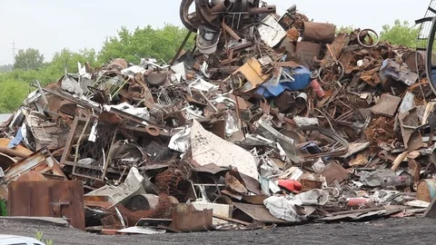 Sorting and loading of scrap metal. Stock Footage 76636887