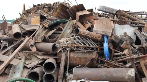 Sorting and loading of scrap metal. Stock Footage 76636909
