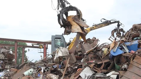 Sorting and loading of scrap metal. Stock Footage 76636914