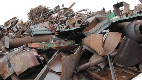 Sorting and loading of scrap metal. Stock Footage 76636924