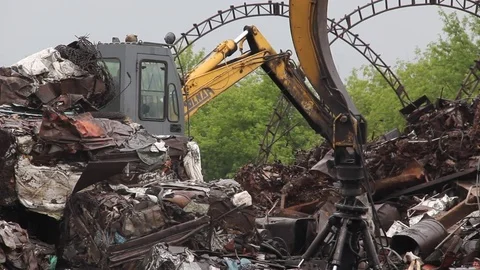 Sorting and loading of scrap metal. Stock Footage 76636934