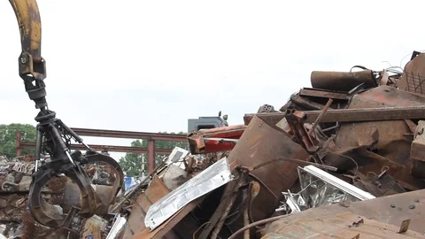 Sorting and loading of scrap metal. Stock Footage 76636939