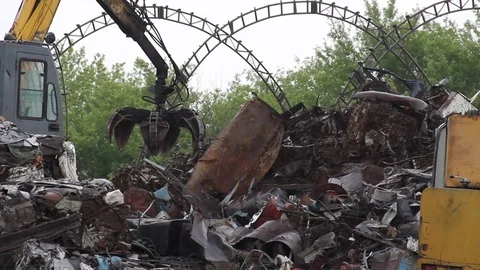 Sorting and loading of scrap metal. Stock Footage 76636942