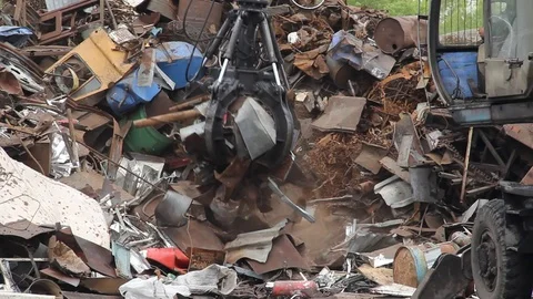 Sorting and loading of scrap metal. Stock Footage 76636978