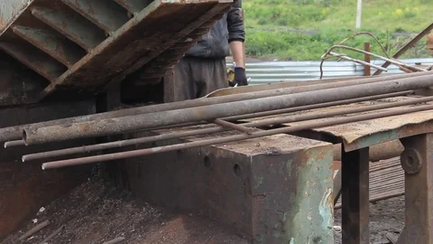 Sorting and loading of scrap metal. Stock Footage 76636982