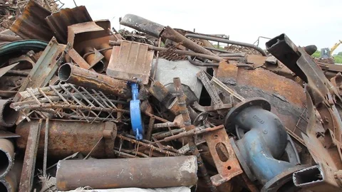 Sorting and loading of scrap metal. Stock Footage 76636984