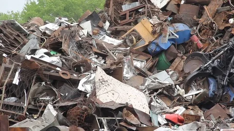 Sorting and loading of scrap metal. Stock Footage 76636990