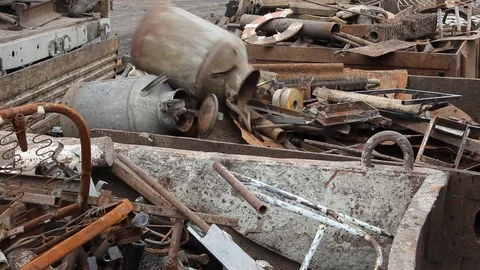 Sorting and loading of scrap metal. Stock Footage 76636995