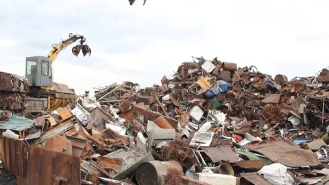Sorting and loading of scrap metal. Stock Footage 76637040