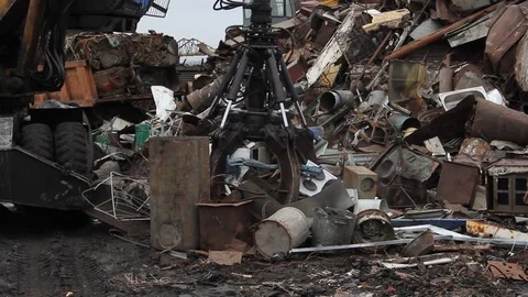 Sorting and loading of scrap metal. Stock Footage 81468851