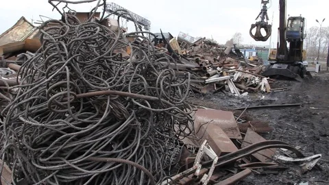 Sorting and loading of scrap metal. Stock Footage 81468875