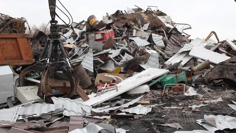 Sorting and loading of scrap metal. Stock Footage 81468918