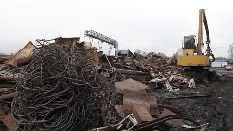 Sorting and loading of scrap metal. Stock Footage 81468919