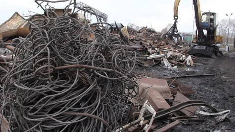 Sorting and loading of scrap metal. Stock Footage 81468921