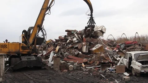 Sorting and loading of scrap metal. Stock Footage 81468930