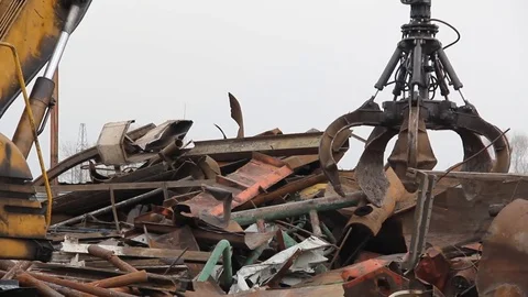 Sorting and loading of scrap metal. Stock Footage 81468931