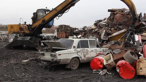 Sorting and loading of scrap metal. Stock Footage 81468934
