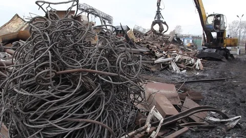 Sorting and loading of scrap metal. Stock Footage 81469055