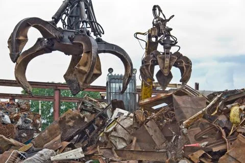 Sorting and loading of scrap metal. Stock Photos