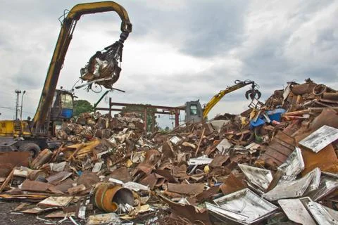 Sorting and loading of scrap metal. Stock Photos