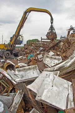 Sorting and loading of scrap metal. Stock Photos