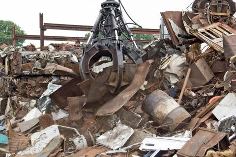 Sorting and loading of scrap metal. Stock Photos