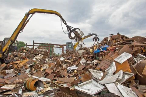 Sorting and loading of scrap metal. Stock Photos