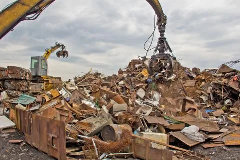 Sorting and loading of scrap metal. Stock Photos