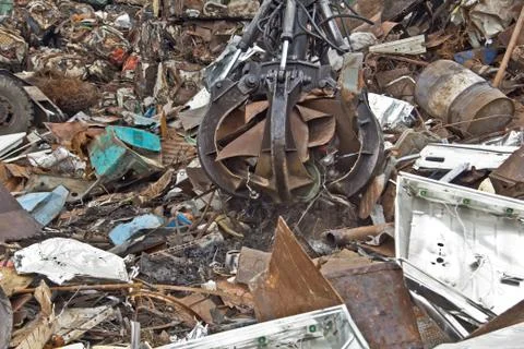 Sorting and loading of scrap metal. Stock Photos