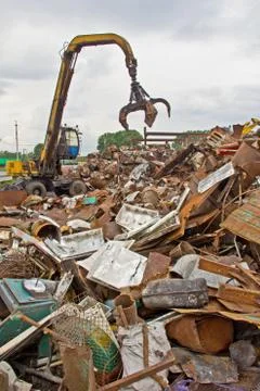 Sorting and loading of scrap metal. Stock Photos