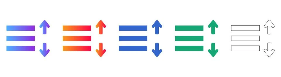 Sorting and Ordering List Icons with Up and Down Arrows 스톡 일러스트