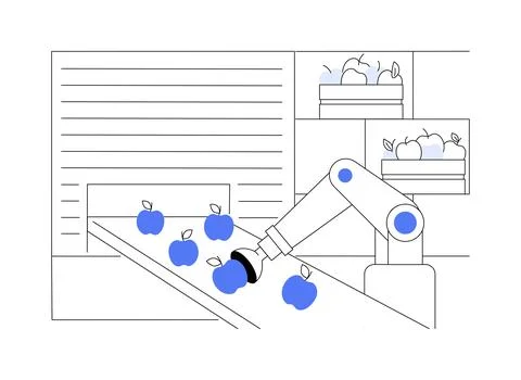 Sorting and packing robots abstract concept vector illustration. 库存插图