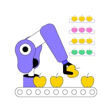 Sorting and packing robots isolated cartoon vector illustrations. Stock Illustration