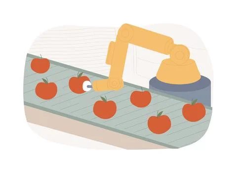 Sorting and packing robots isolated cartoon vector illustrations. 库存插图
