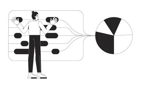 Sorting big data visualization line illustration concept Illustrazione stock