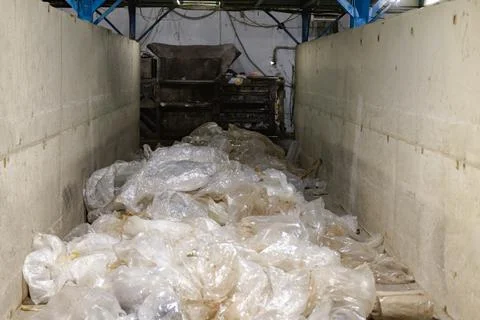 The sorting center selects transparent packages Stock Photos