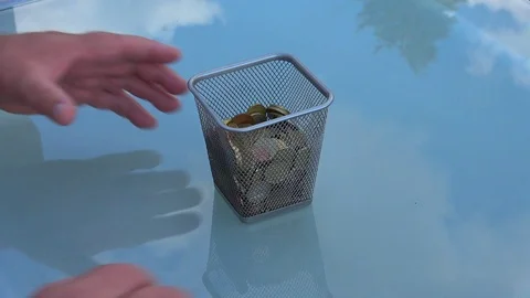 Sorting coins with your hands. Stock Footage 94120128