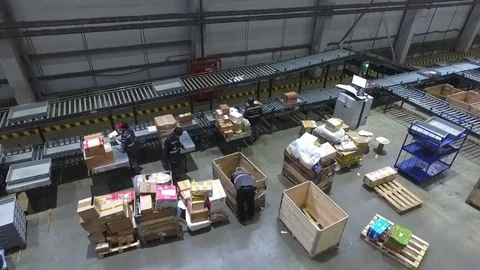 Sorting conveyor belt Stock Footage