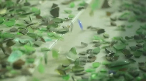 Sorting  cullet. Glass recicling. Renewable production Stock Footage 63225077