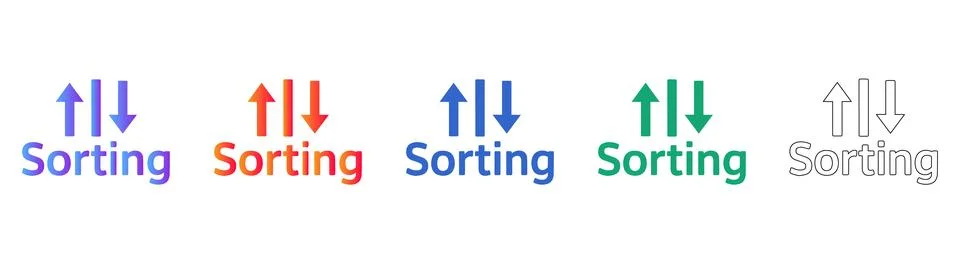 Sorting Data Flow Concept Icons Stock Illustration