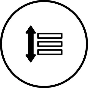 Sorting data icon concept: Ascending or descending order symbol, in a circl.. Stock Illustration