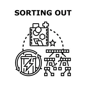 Sorting data, information, and elements process 库存插图