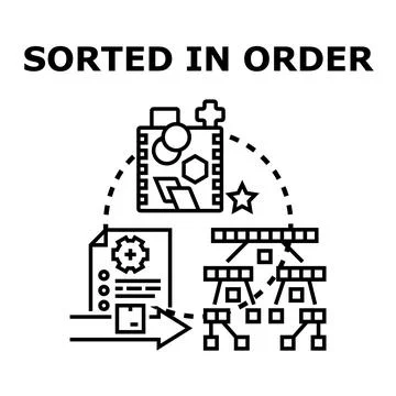 Sorting data objects into ordered categories conceptualizing organization Stock Illustration