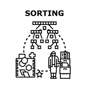 Sorting data organization and classification process Stock Illustration